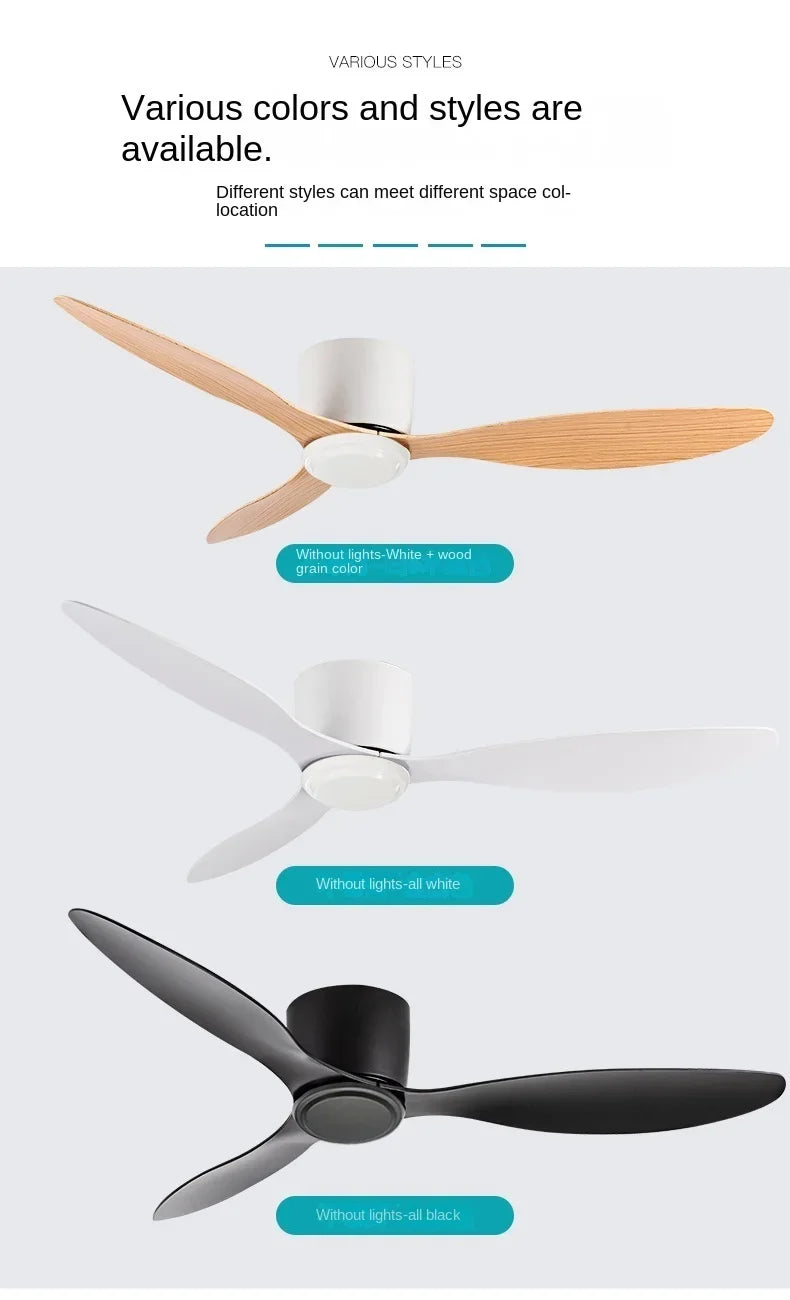 Modern Black White Low Floor DC Motor 30W Ceiling Fans With Remote Control Simple Ceiling Fan Without Light Home Fan