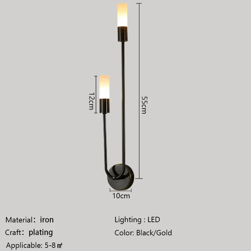 Modern Wall Lamps Indoor Wall Sconces G9 Gold Black Light Fixture Minimalist Candle Lighting for Bedroom Stairway Balcony Decora