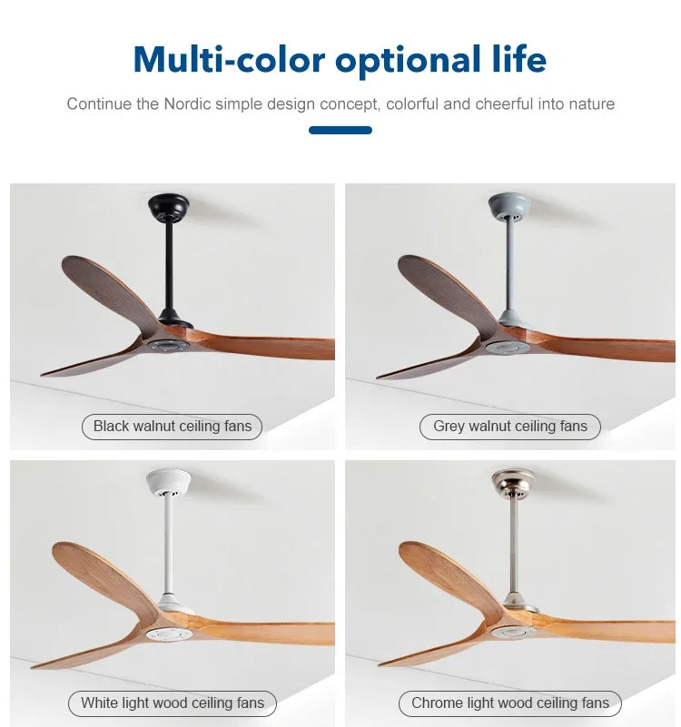 42/52/60/70 Inch Large wooden ceiling fan with DC Motor Remote Control ceiling lamp fan Electric fan for Living room bedroom