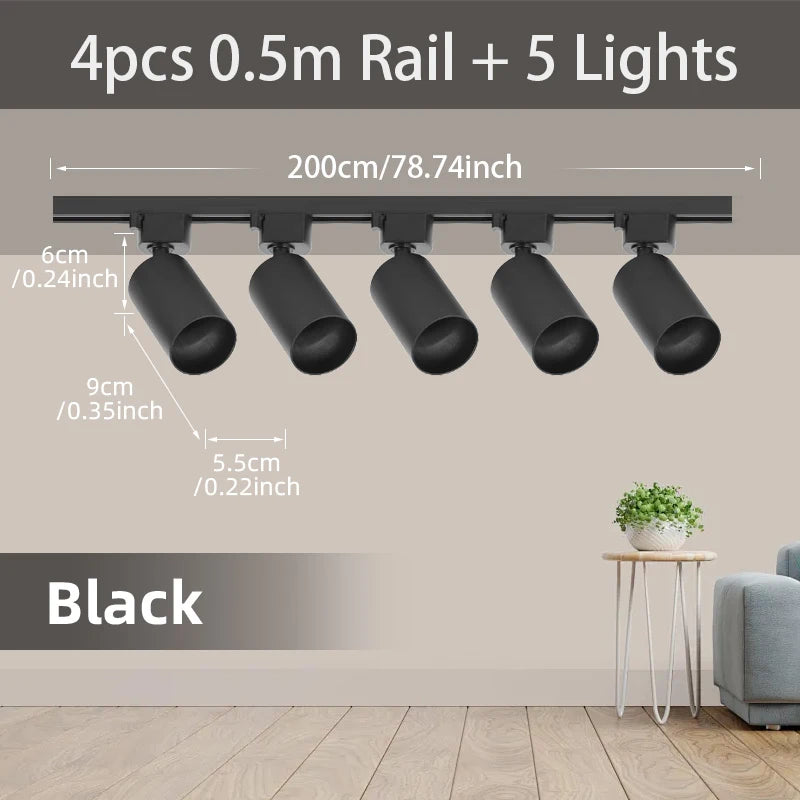 Full Set Track Light Led Ceiling Rail Lights Replaceable GU10 Light Source Spotlight for Living Room Bedroom Led Spot Track Lamp