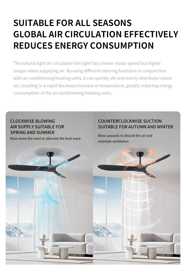 42/52 Inch Nordic LED Ceiling Light Restaurant Living Room Home Remote Control DC Silent Industrial Retro Electric Fan