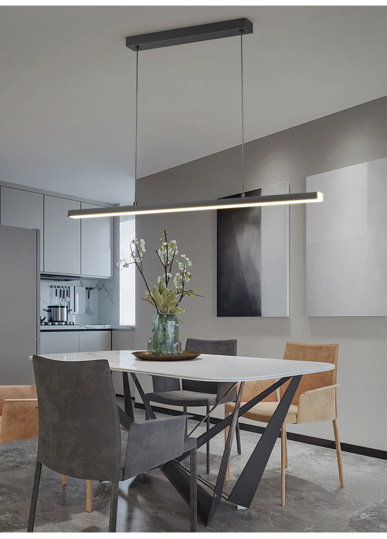 Minimalist One-word Restaurant Pendant Lights Designer Style Modern Dining Room Table Lamps Office Long Bar Table Chandelier