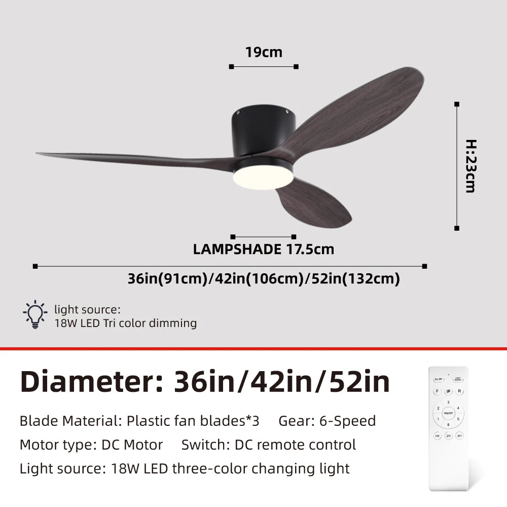 FUMANJIA Ultra-Thin DC Ceiling Fan with Remote - 6-Speed Silent, 3 ABS Blades, Ideal for Low Ceilings & Minim Spaces Energy