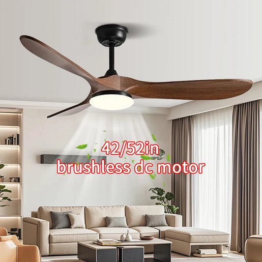 42/52 Inch Ceiling Light, 3 ABS Blade DC Brushless Motor Ceiling Fan, with 24W Light, Living Room Dining Room Indoor Fan Light