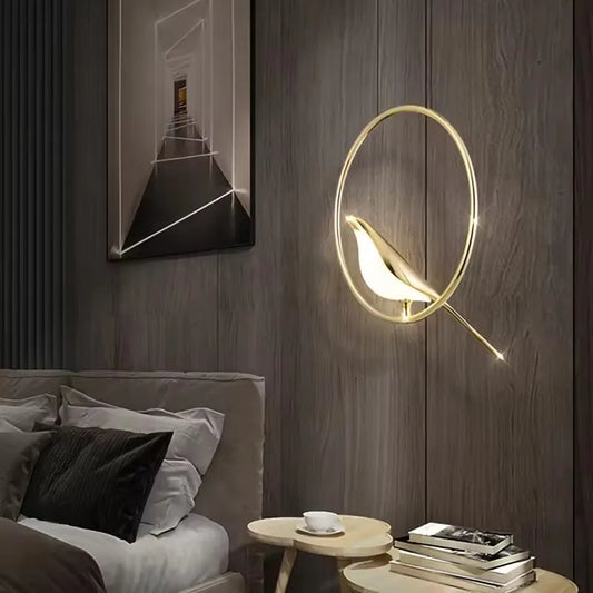 Modern Hotel Living Room Bird Ring Pendant Light Alloy Plating Body Aluminum Gold Ring Rotatable Hanging Lamp Bar Dining Lustres