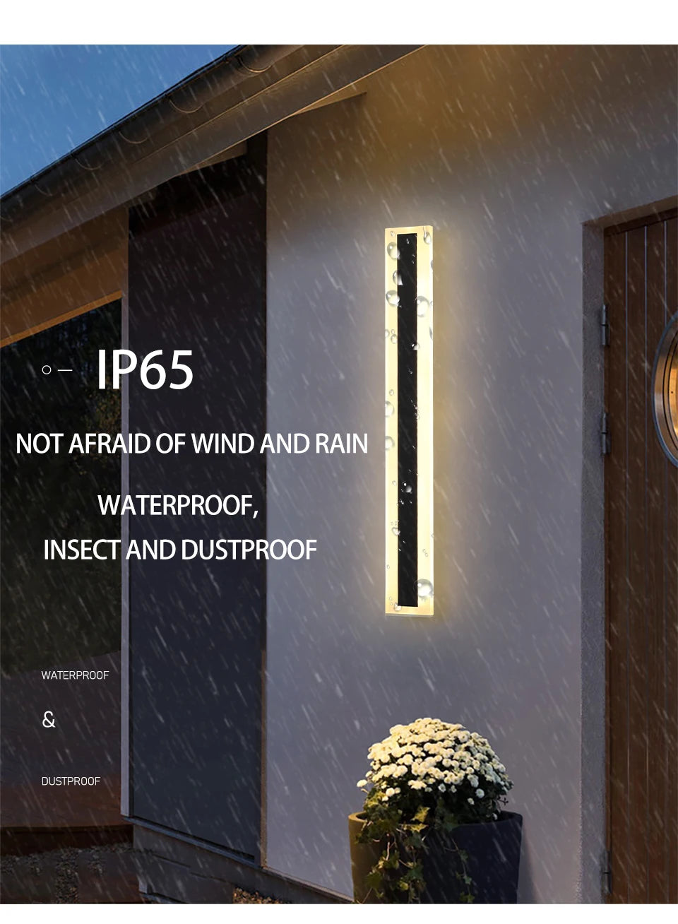 Outdoor IP65 waterproof Long strip lamp, simple LED wall light suitable for courtyard, villa, gate, garden outdoor decoration