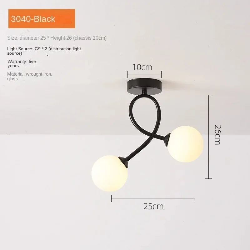 Modern Glass Ceiling Lights Minimalist Black Gold Ceiling lamp Indoor Lighting Hallway Aisle Balcony Entryway Cloakroom Fixtures