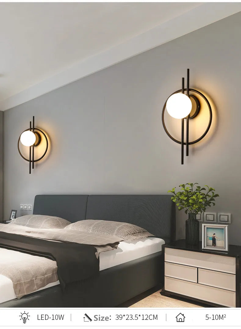 Light Luxury Modern Wall Lamp AC90-260V Living Room TV Background Wall Lamp Aisle Nordic Master Bedroom Bedside Lamp