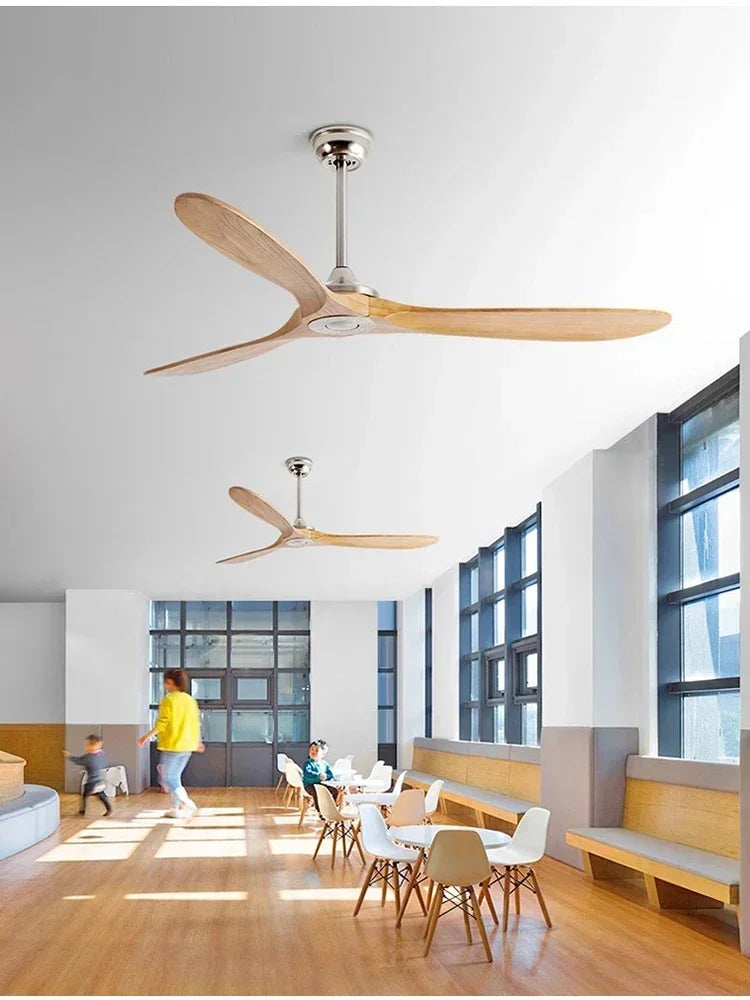 42/52/60/70 Inch Large wooden ceiling fan with DC Motor Remote Control ceiling lamp fan Electric fan for Living room bedroom