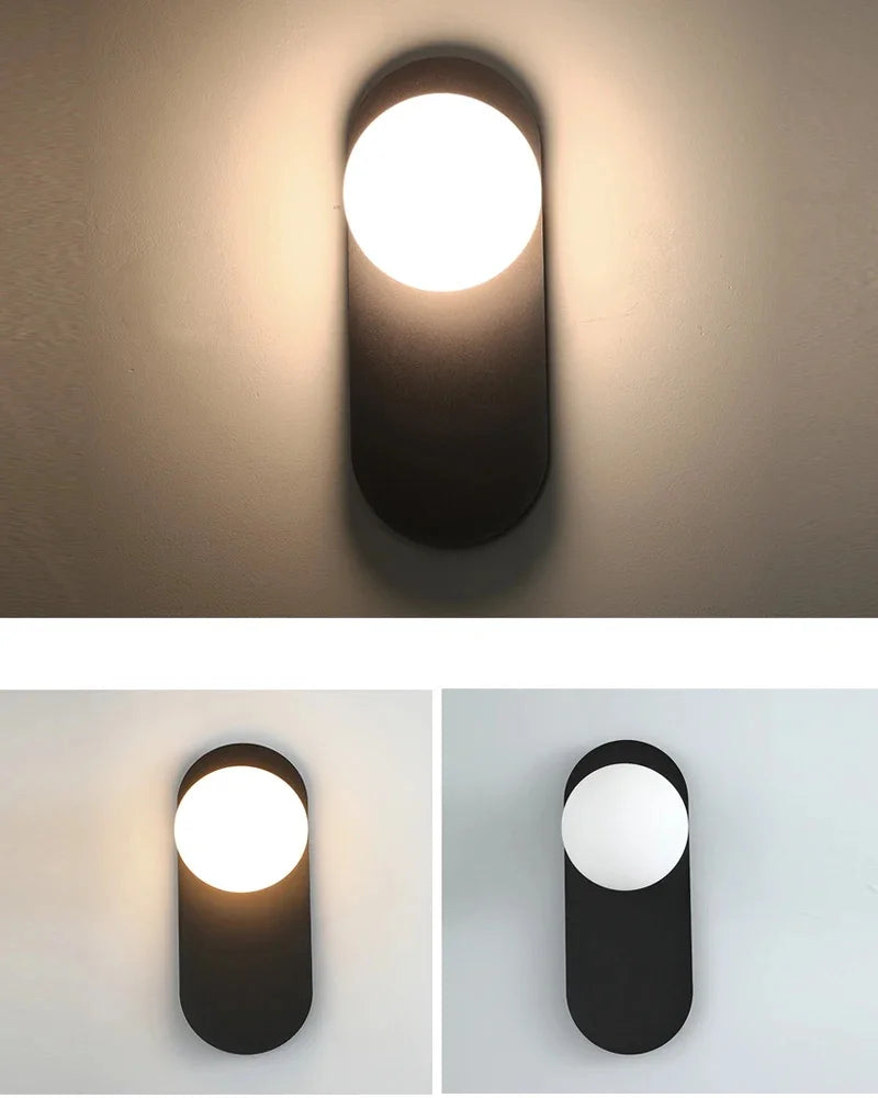 Frosted Glass Ball Indoor LED Wall Lamps with Plug Switch Black Gold G9 LED Wall Lights Wall Sconce for Corridor Aisle