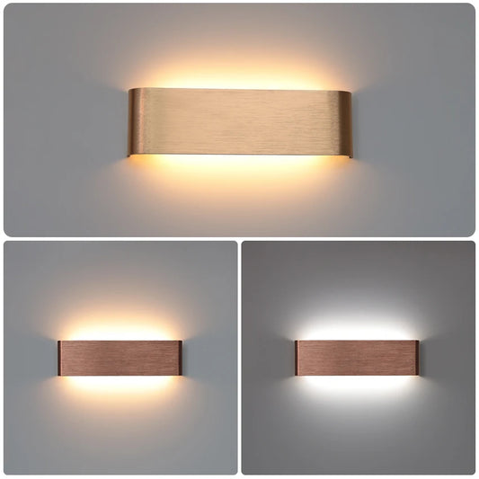 12W LED Indoor Wall Lamp Brushed Gold/Coffee Aluminum Wall Light Up and Down or Left and Right Glow Decorative Lighting Fixtures