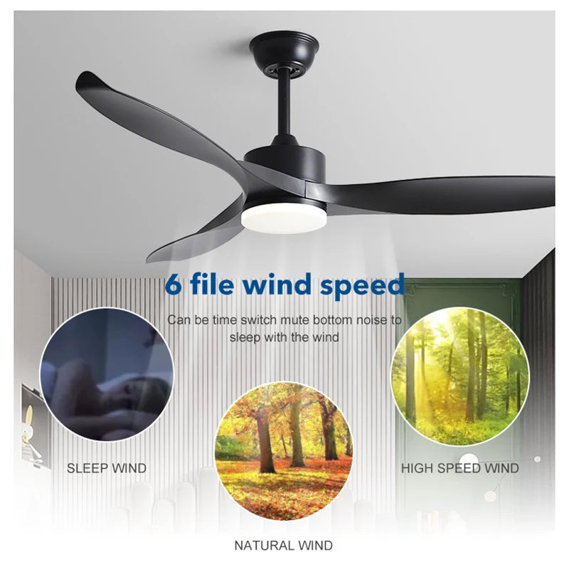 Modern Simple 42 /52 Inch Pure Copper DC Motor Remote Control ABS Blade Led Ceiling Fan With Light Restaurant Fan