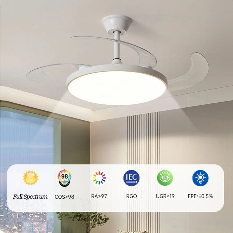 Electric Fan Chandelier Led Ceiling Lamp Room Decoration Dining Table Living Home Silent Bedroom Circulator Fan Light Fixture