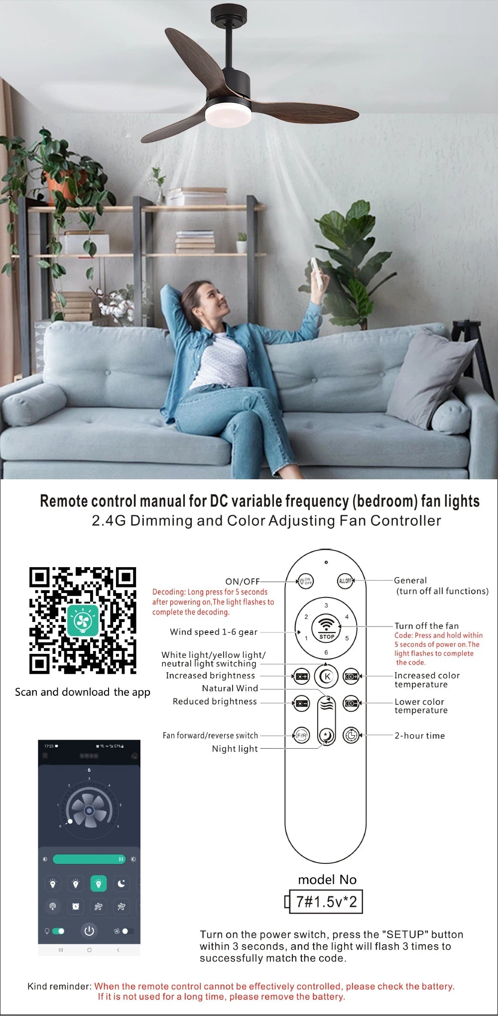 IRALAN Ceiling Fan With Light 52 Inch Large Remote Control DC Motor Reverse Wood Blades Fan Lighting High Quanlity Design Fans