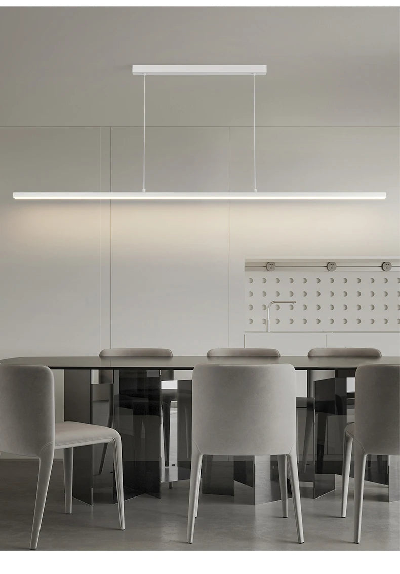 Minimalist One-word Restaurant Pendant Lights Designer Style Modern Dining Room Table Lamps Office Long Bar Table Chandelier