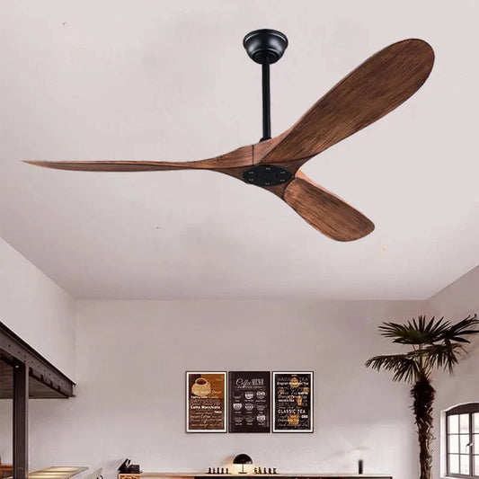 85V - 260V Solid Wood Bland 52 60 Inch Ceiling Fans with LED DC Motor Remote Control