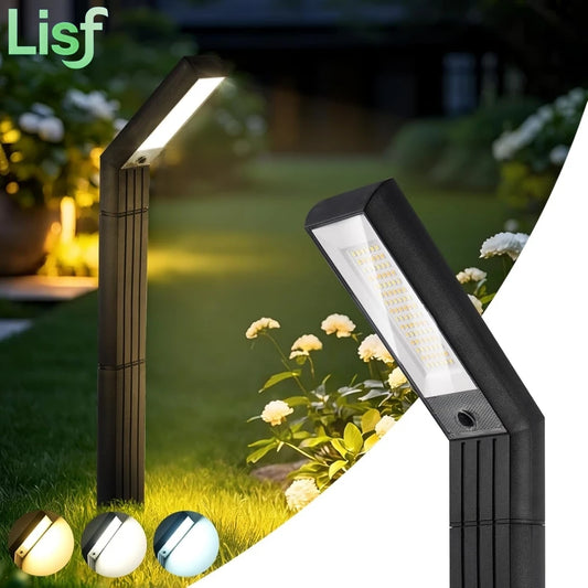 Solar Pathway Lights Outdoor 3 Modes (White/Natural/Warm), 90 LEDs Solar Garden Lighting Adjustable Height for Yard, Driveway