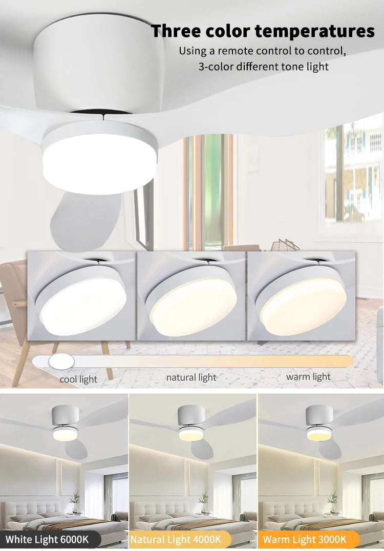 LED Light DC Motor Modern Ceiling Fan Kitchen Living Room Dining Room Household High Air Volume Remote Control Pendant Light
