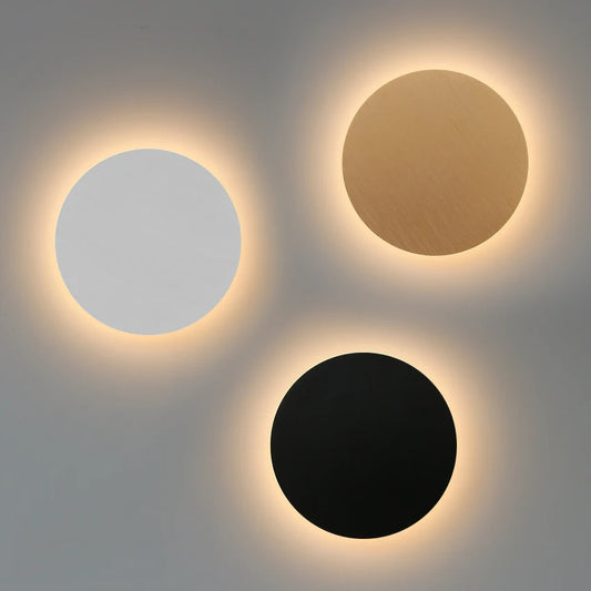 Modern Round Wall Lamp 15cm/20cm LED Black/White/Gold Aluminum Acrylic Light Fixture Easy Install for Living Room Bedroom ﻿