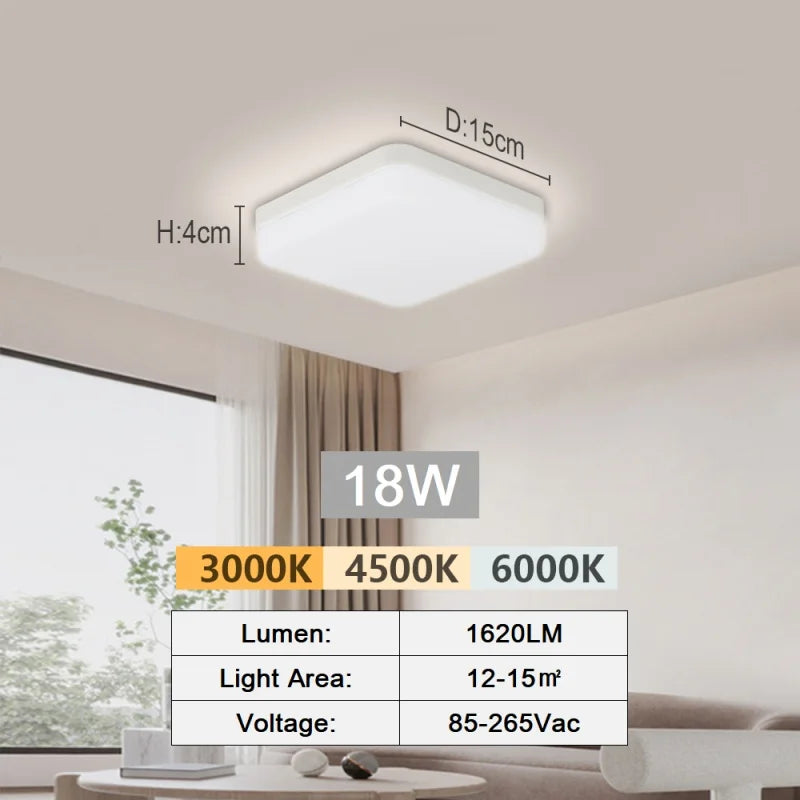 LED Ceiling Lamp 18-48W Flush Mount Fixture 3000K-6000K Daylight Modern Home Lighting for Bedroom  Living Room  Kitchen Hallway