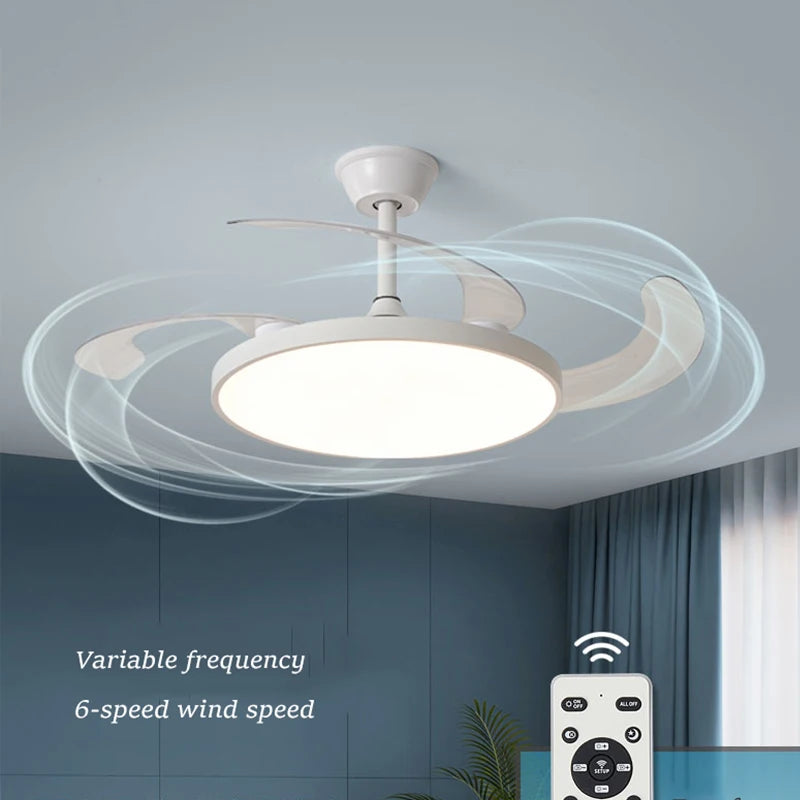 Electric Fan Chandelier Led Ceiling Lamp Room Decoration Dining Table Living Home Silent Bedroom Circulator Fan Light Fixture