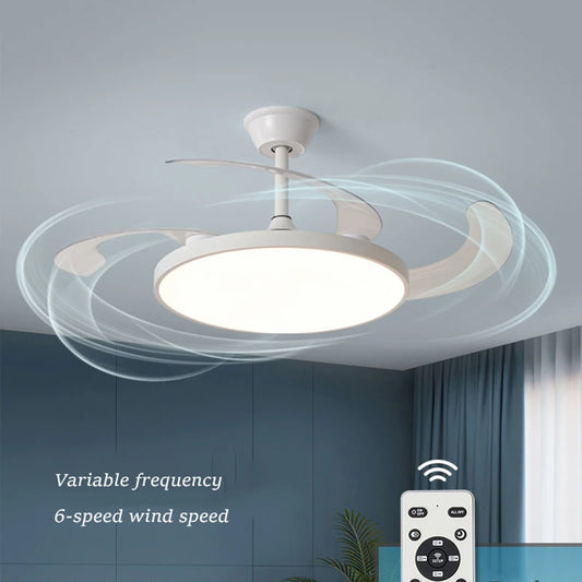 Electric Fan Chandelier Led Ceiling Lamp Room Decoration Dining Table Living Home Silent Bedroom Circulator Fan Light Fixture