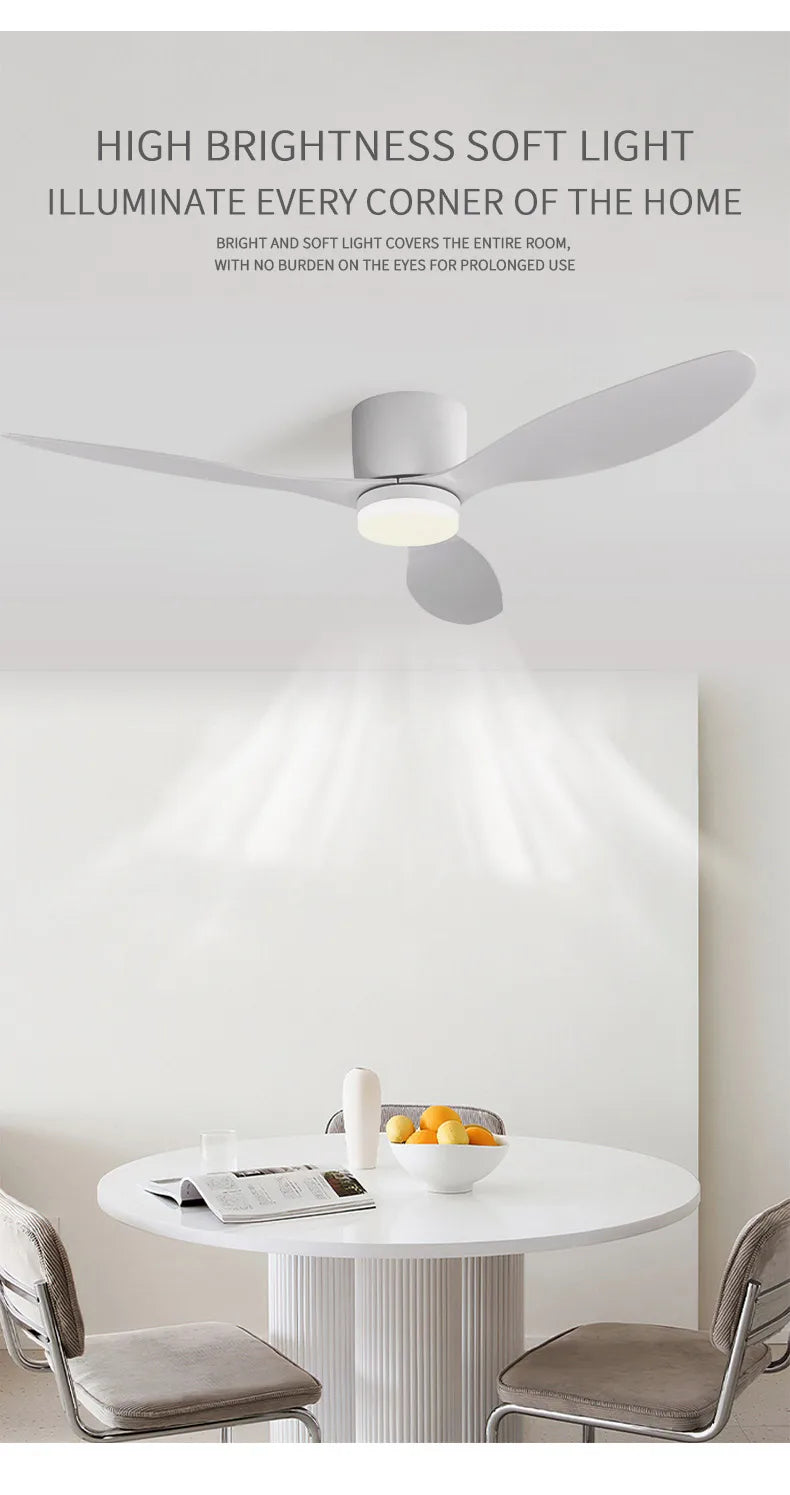 LED Light DC Motor Modern Ceiling Fan Kitchen Living Room Dining Room Household High Air Volume Remote Control Pendant Light
