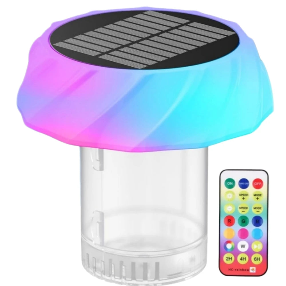 Solar Swimming Pool Lights Pool Chlorine Floater for 3inch Tablets Auto Light up at Night for Pool, Hot Tub,Party Decoration