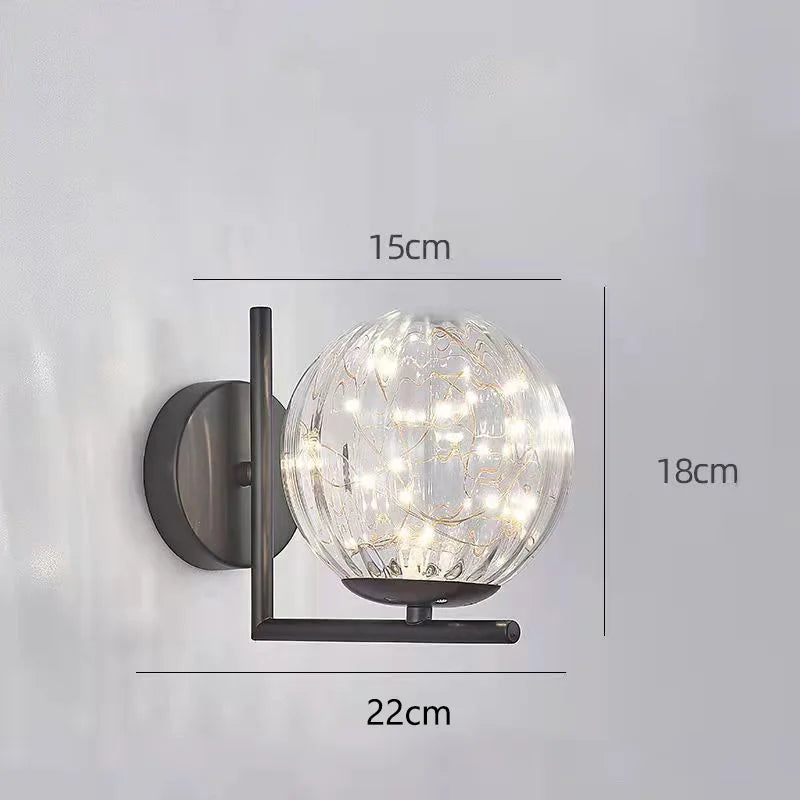 Nordic Wall Lamp Bedroom Bedside Light Warm Romantic LED Lights Luxury Living Room Modern Sconce Starry Background Lighting