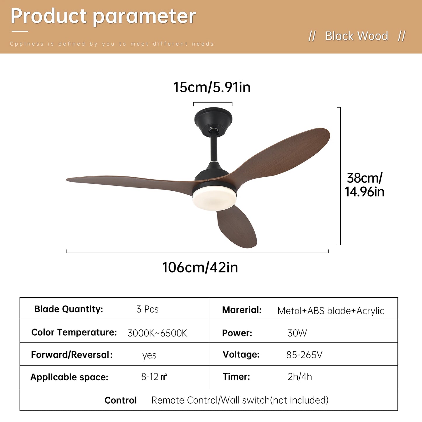 Ceiling Fan With Light,25 Inch/42 Inch/52 Inch Low Profile Ceiling Fan with remote control, For Indoor and Covered Outdoor
