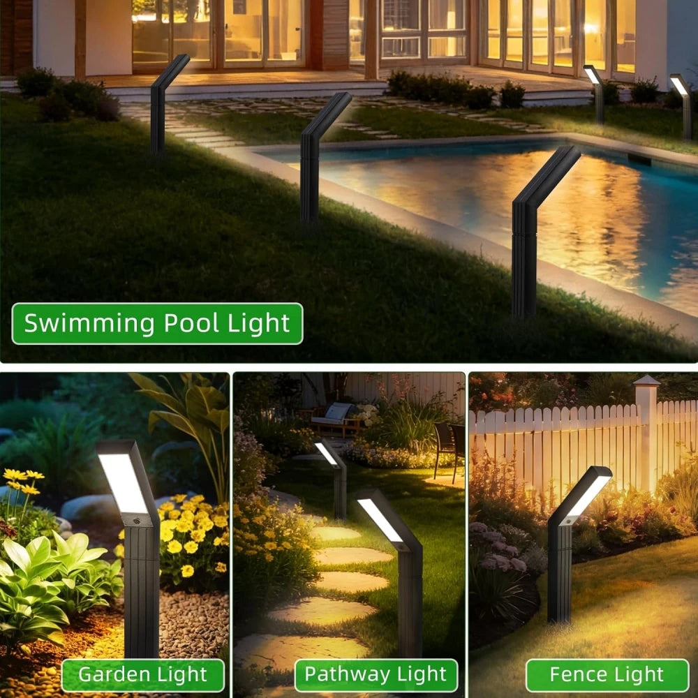 Solar Pathway Lights Outdoor 3 Modes (White/Natural/Warm), 90 LEDs Solar Garden Lighting Adjustable Height for Yard, Driveway