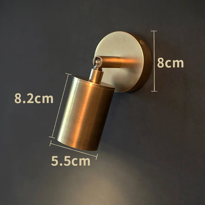 Vintage All-copper GU10 LED Wall Lamp Rotatable Bedroom Bedside Light Retro Indoor Adjustable Angle Brass Mini Reading Spotlight
