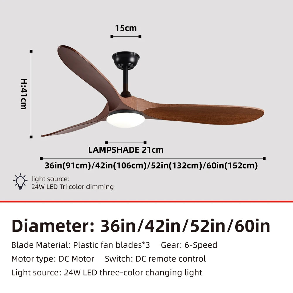 36,42,52,60 Inch Inverter Ceiling Fan Light w/Remote, Quiet, 6-Speed, Energy-Efficient for Living, Dining, Study, Bedroom