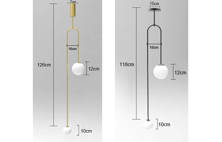 Nordic bedroom bedside restaurant pendant lamp bar simple living room background wall led creative glass ball brass lamp