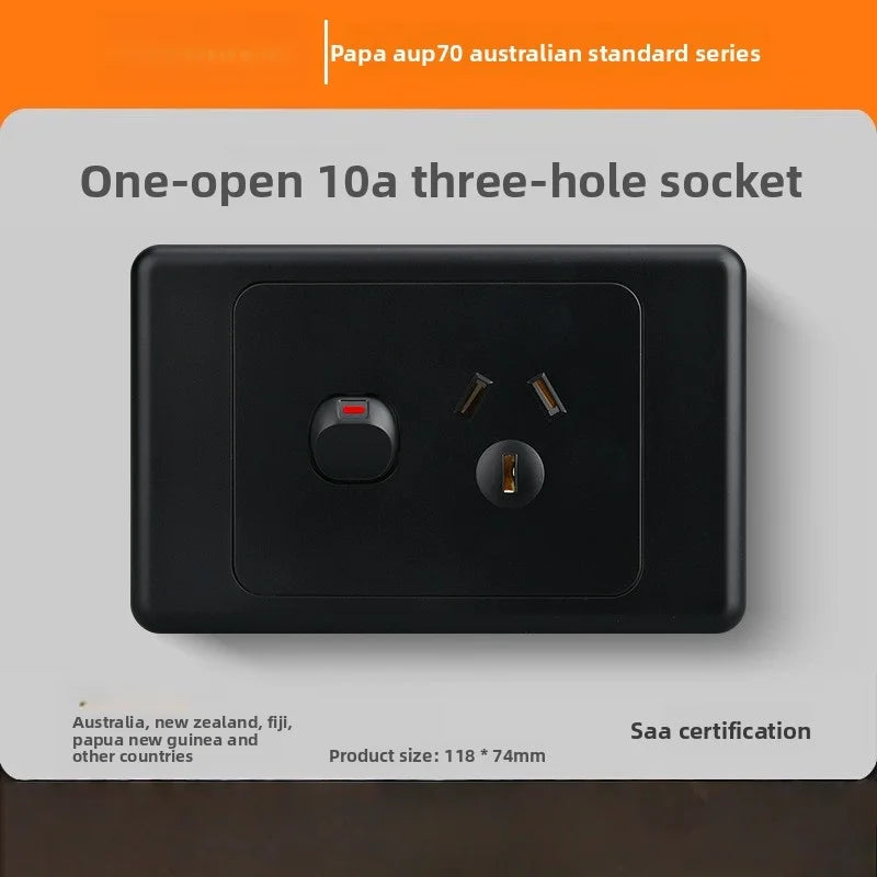 118 Type Australian Standard Socket Switch Combination Single Opening Multi Hole Socket Panel Multi Opening Multi Hole 10a/15a