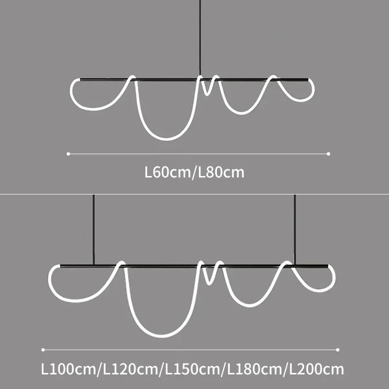 Led Chandeliers For Living Room Dining Pendant Modern Style Hanging Lamp For Ceiling Linear Lamp Long Strip Designer Light 200CM