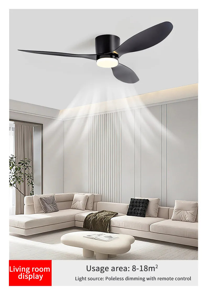 LED Light DC Motor Modern Ceiling Fan Kitchen Living Room Dining Room Household High Air Volume Remote Control Pendant Light