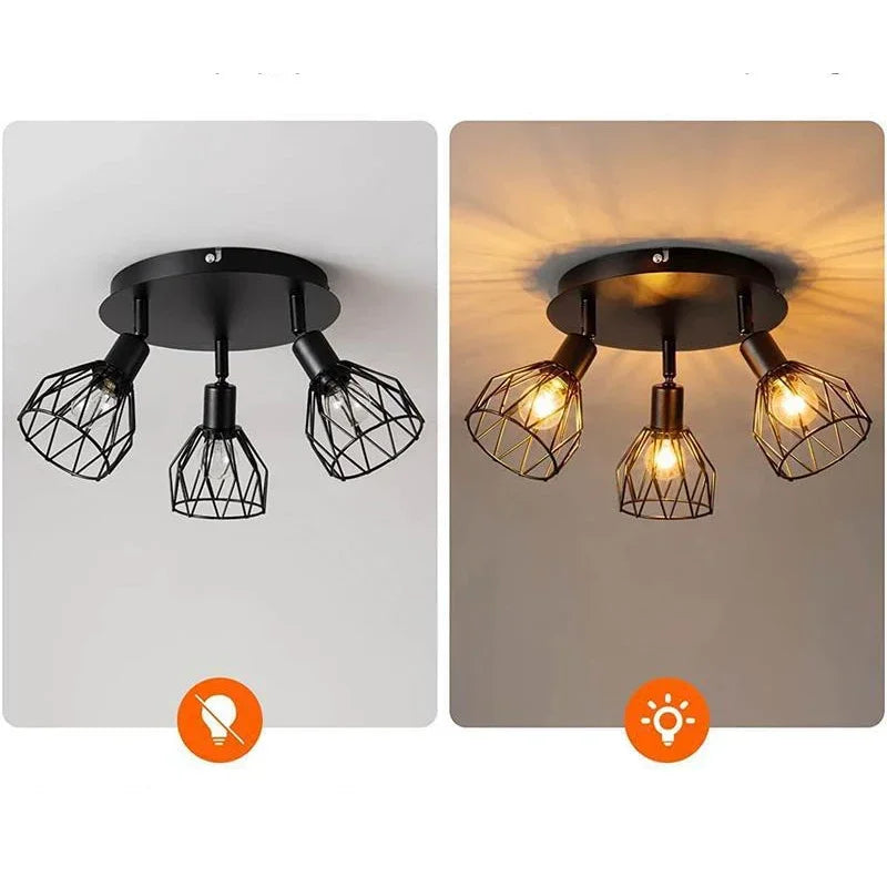 American ceiling light industrial style living room foyer hallway Ceiling lamp Bedroom interior Ceiling lighting 3heads