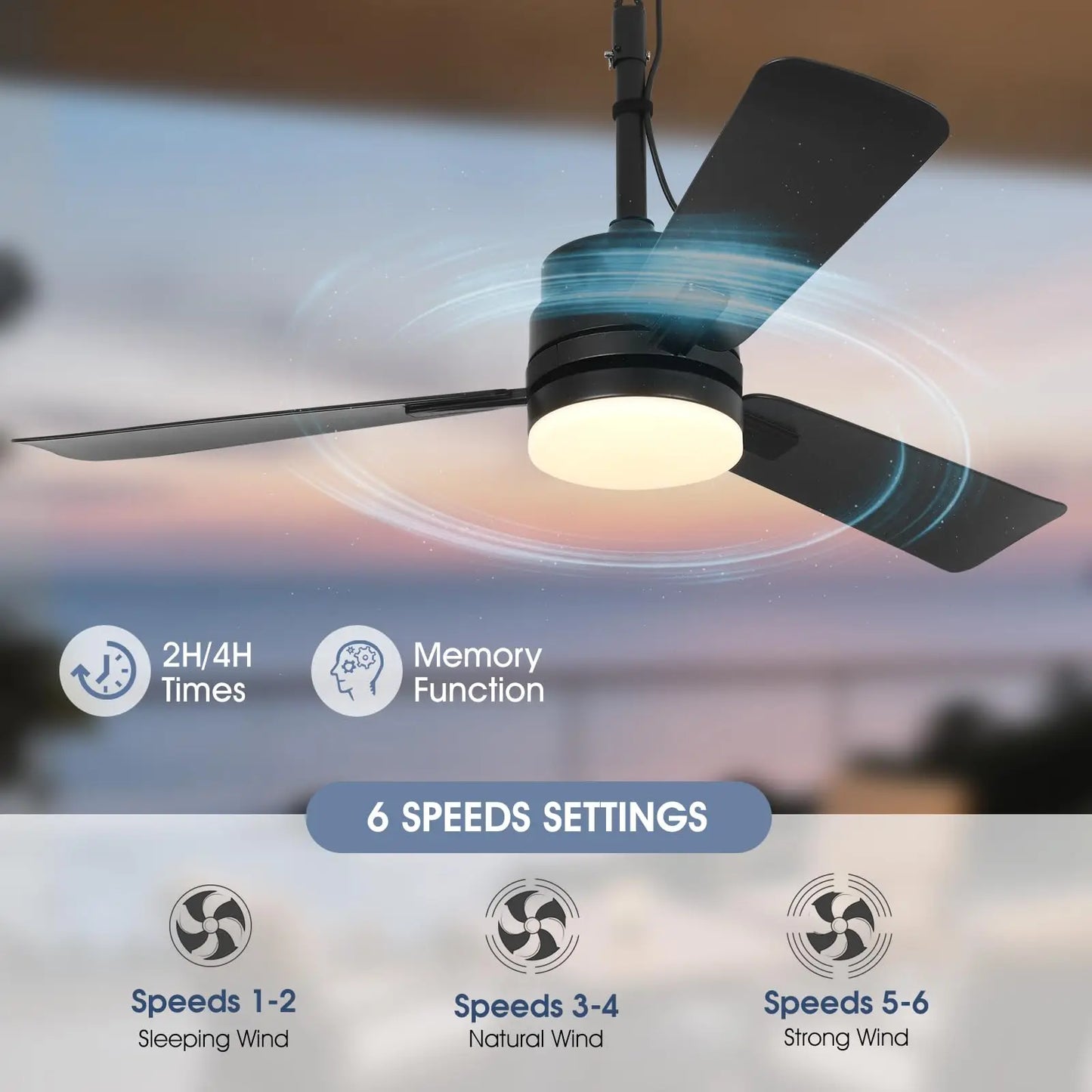 Cool Ceiling Fan with Light Mobile Hanging Electric Fan Home Dimmable Timer Silent Bedroom Living Room Fan LED Lighting