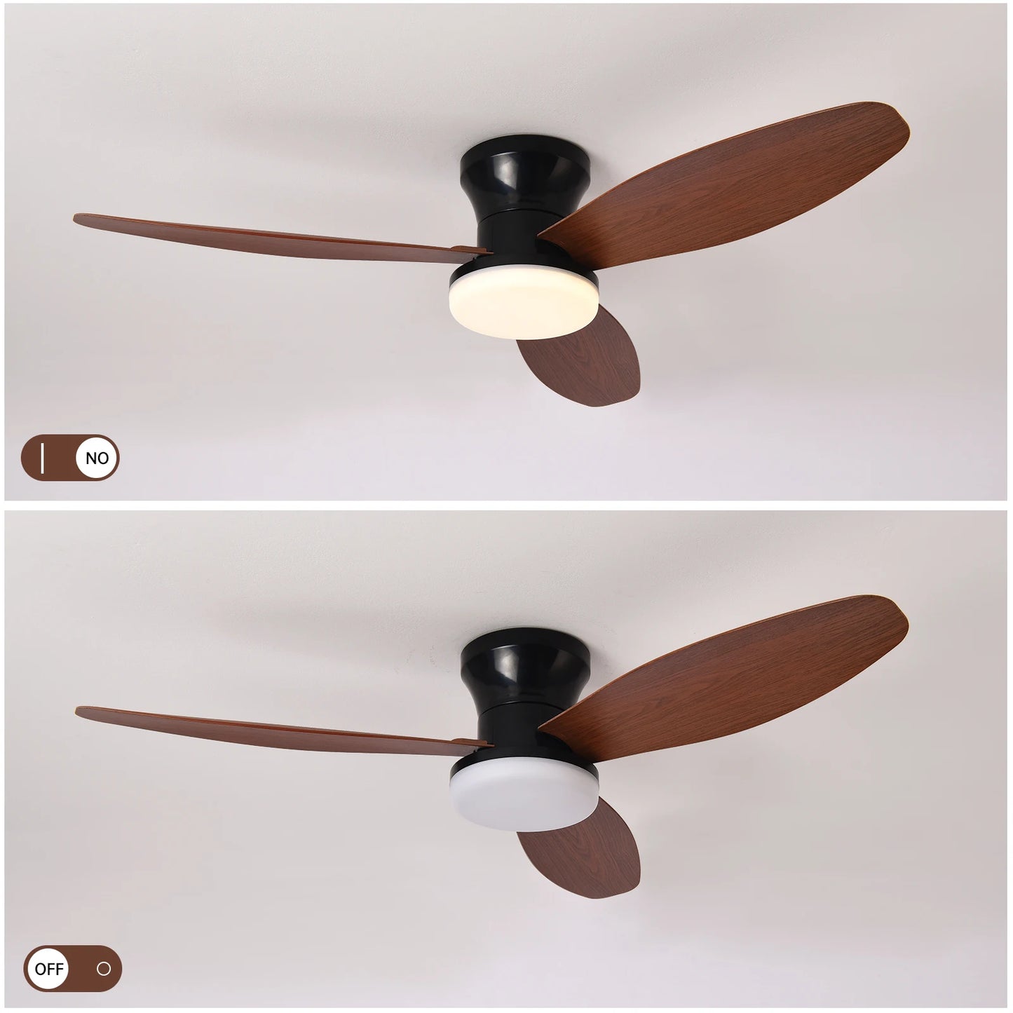 Ceiling Fan with Light 3 Colors, 6 Speeds, Timing, Ceiling Fan with Remote Control 3 Blades for Kitchen Bedroom Dining Room