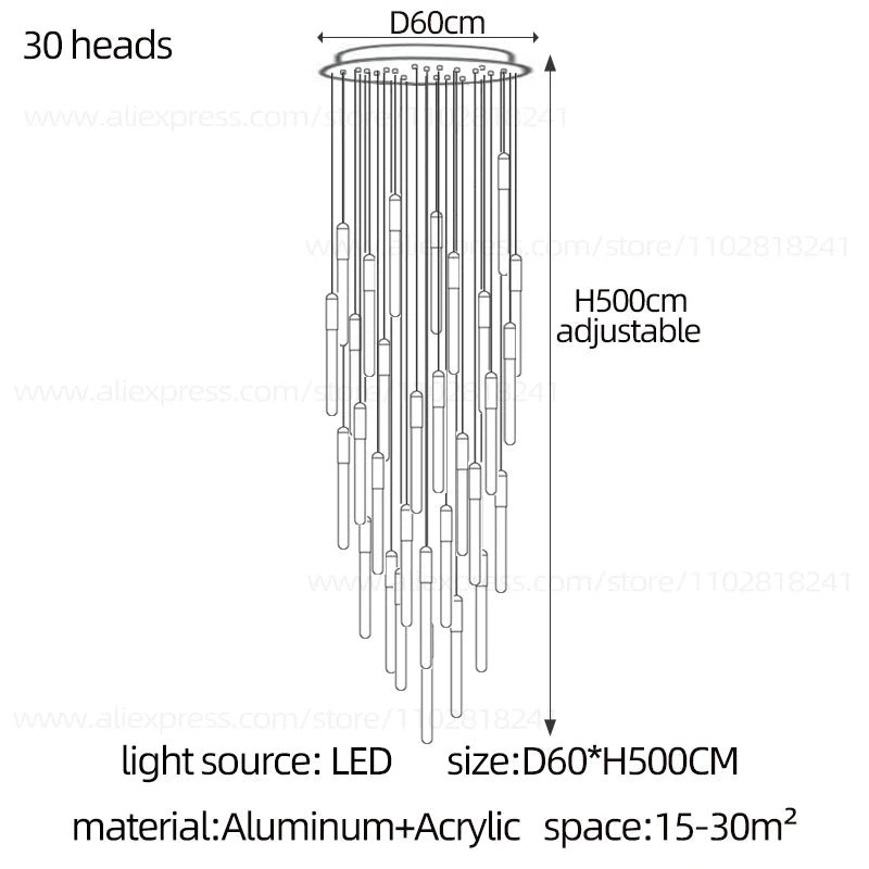 Bar Chandelier Modern Living Room Lamp Hanging Lamps Apartment Villa Hotel Penthouse Chandelier Column Staircase Chandelier