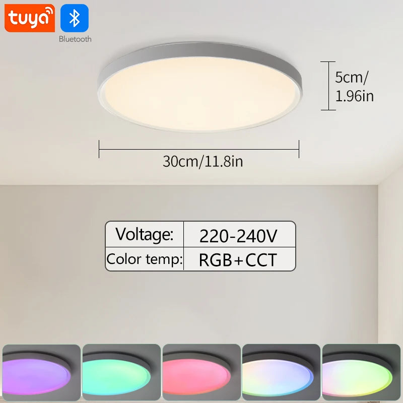 Smart TUYA Ceiling Light RGB Dimming APP Remote Control Bluetooth LED Light Home Interior Decoration Colour 32W 45W 47W AC 220V