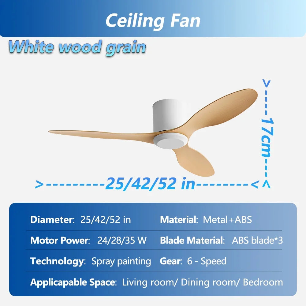 INTELLIGENT Black White Low Floor DC Motor Simple Modern Ceiling Fans Without Light Home Fan Only 17CM high 110-230V