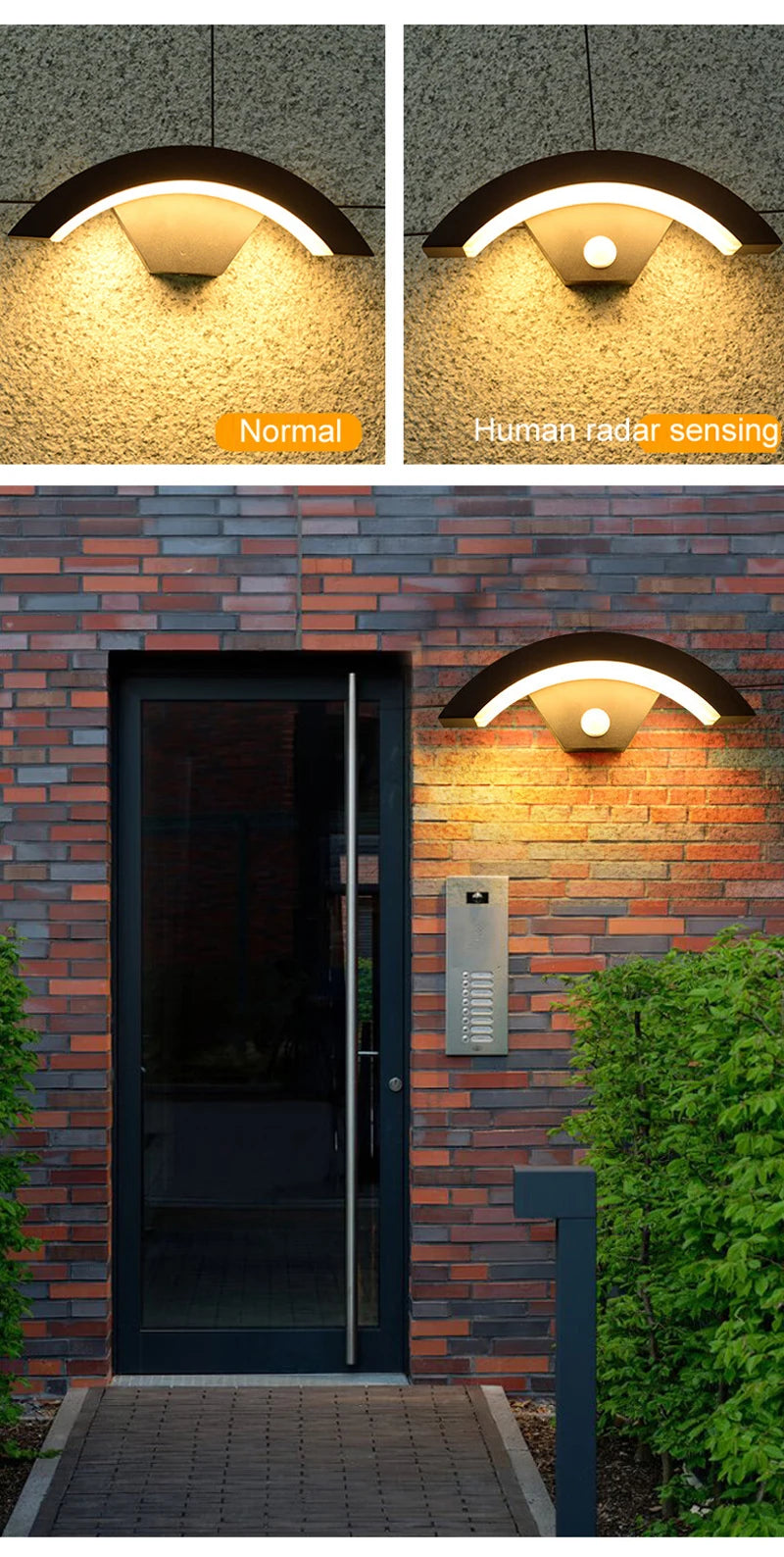 Outdoor Wall Light Waterproof IP65 Radar Motion Sensor Outdoor Lighting Porch Sconce Balcony Garden Outside Wall Lamp Vestibule