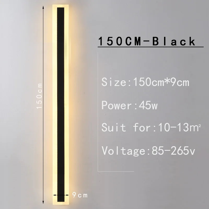 Outdoor IP65 waterproof Long strip lamp, simple LED wall light suitable for courtyard, villa, gate, garden outdoor decoration
