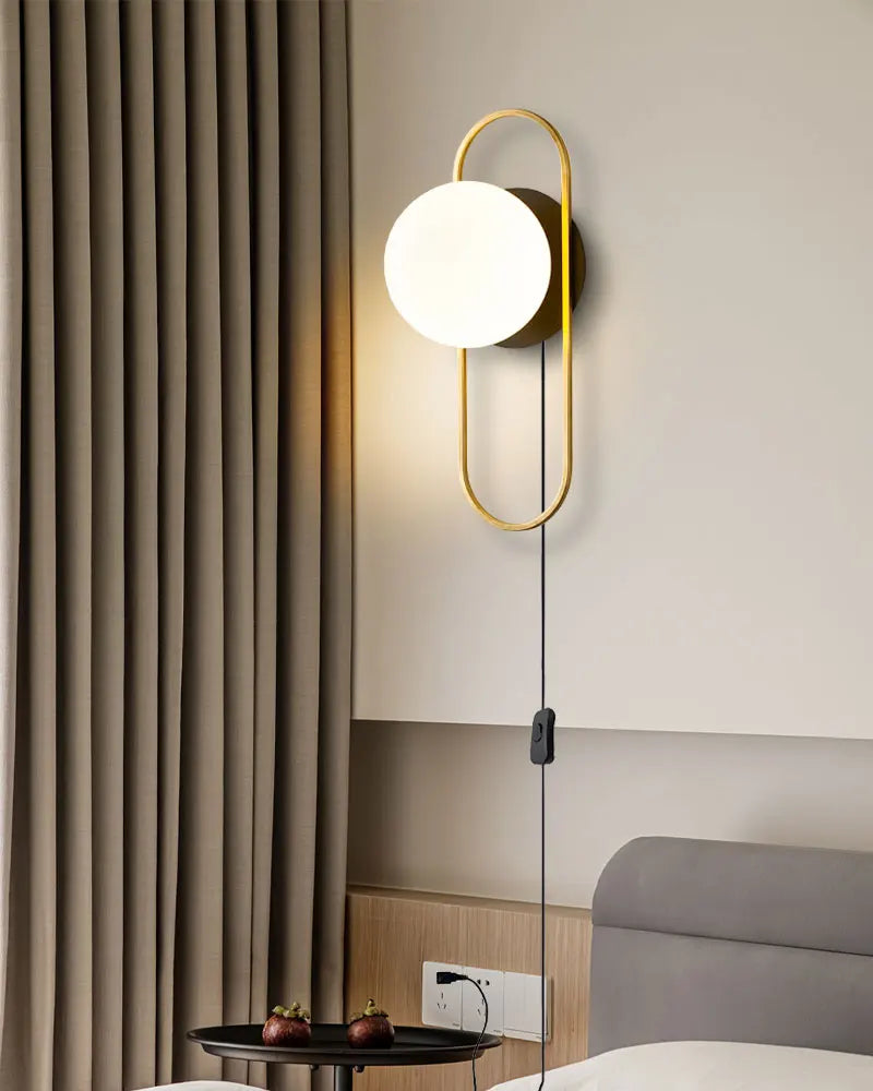 Frosted Glass Ball Indoor LED Wall Lamps with Plug Switch Black Gold G9 LED Wall Lights Wall Sconce for Corridor Aisle