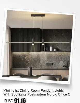 Minimalist One-word Restaurant Pendant Lights Designer Style Modern Dining Room Table Lamps Office Long Bar Table Chandelier