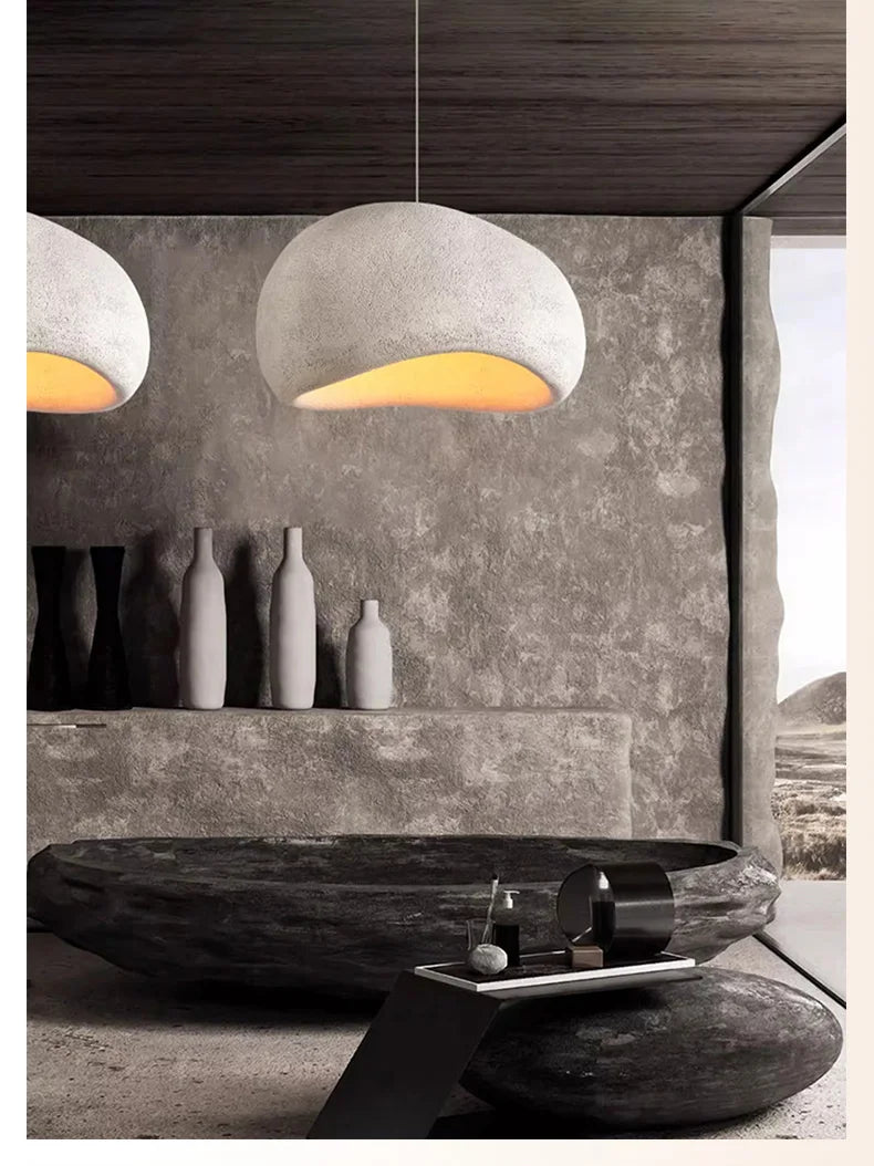 Nordic Wabi Sabi E27 Pendant Lights Dining Room Bedroom Chandelier Lustre Bar Suspend Lamp Home Decor Loft Hanging Light Fixture