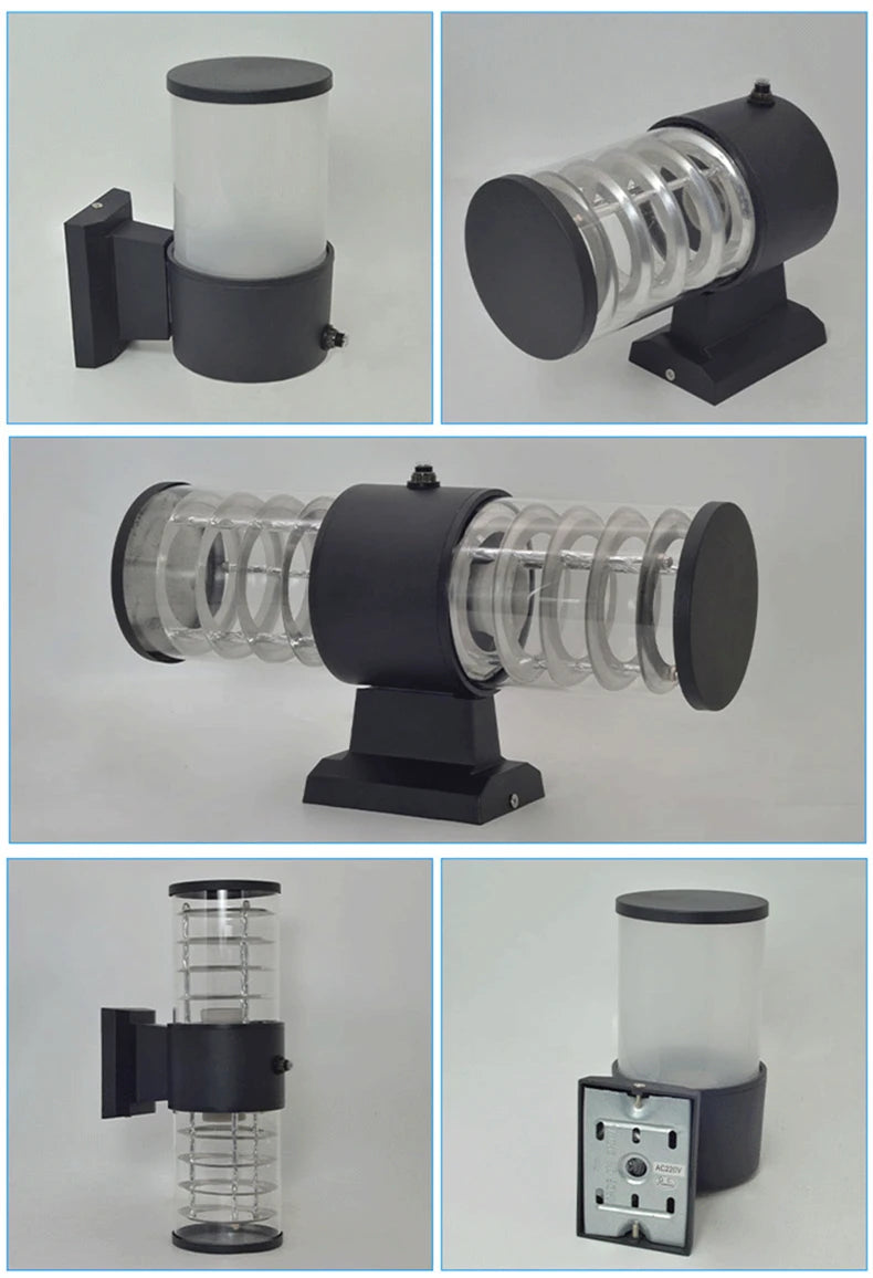 E27 LED Outdoor Wall Lamp Sensor Up Down Glass Aluminum Waterproof Garden Light Corridor Street Exterior Wall Sconce 110V 220V