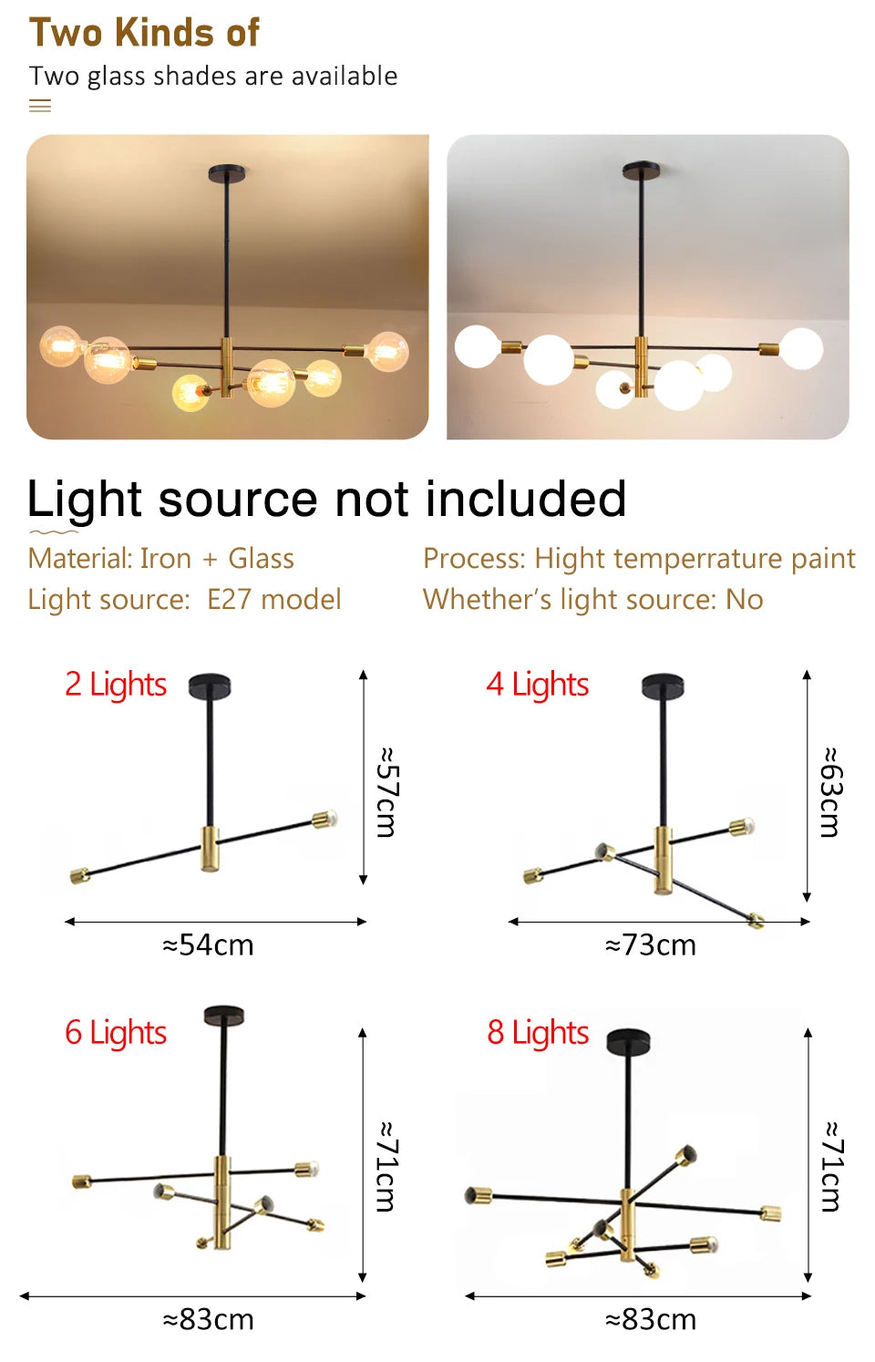 Nordic Modern Chandelier Hanging Lamps For Ceiling Home Decor Living Room Bedroom Pendant Indoor Fixtures E27 G95 G125 Milk Bulb